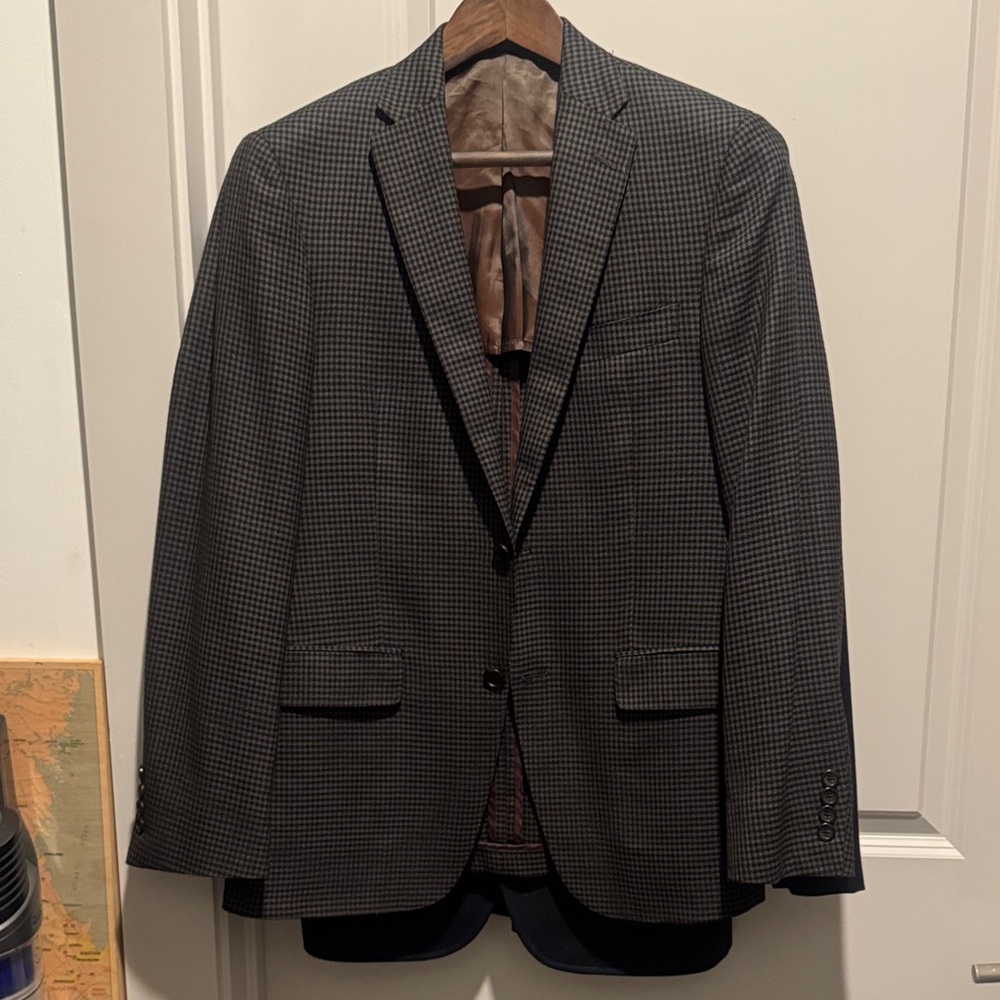 Hart Schaffner Marx Charcoal Checkered Blazer